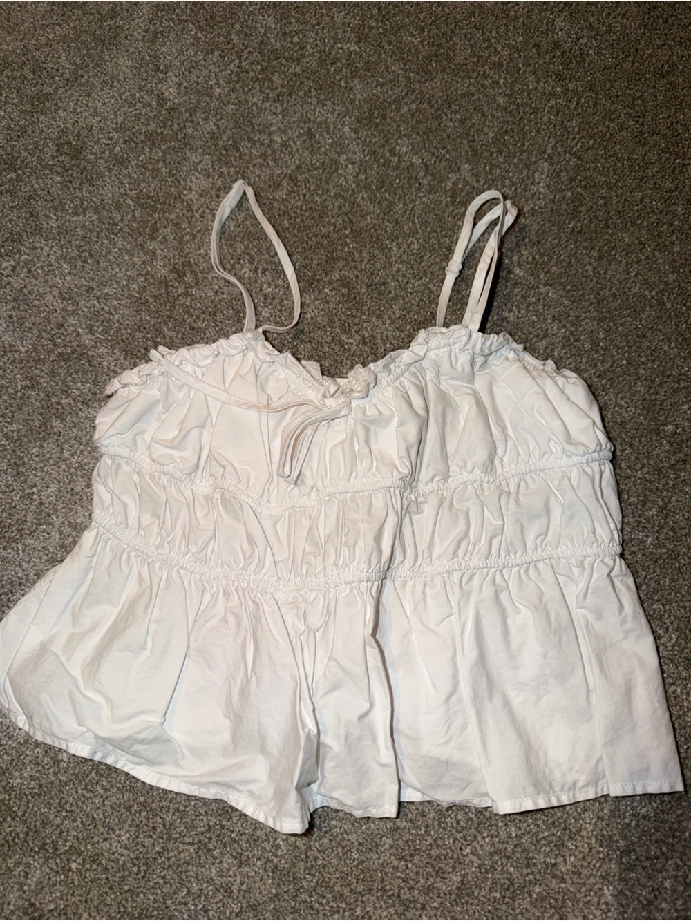 White Ruffled Spaghetti Strap Tank Top - Classic Women's Summer Top
